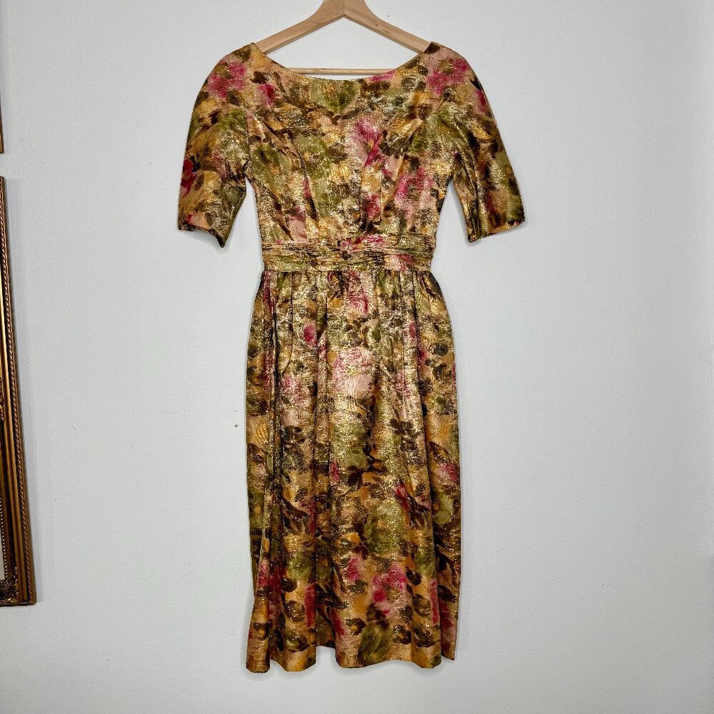 NATHALIE SLOCUM | Vintage 1950s Brocade Dress in Gold - XS